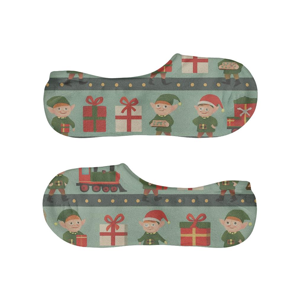 Elves With Christmas Workshop Conveyor Bands anti-slip no-show socks