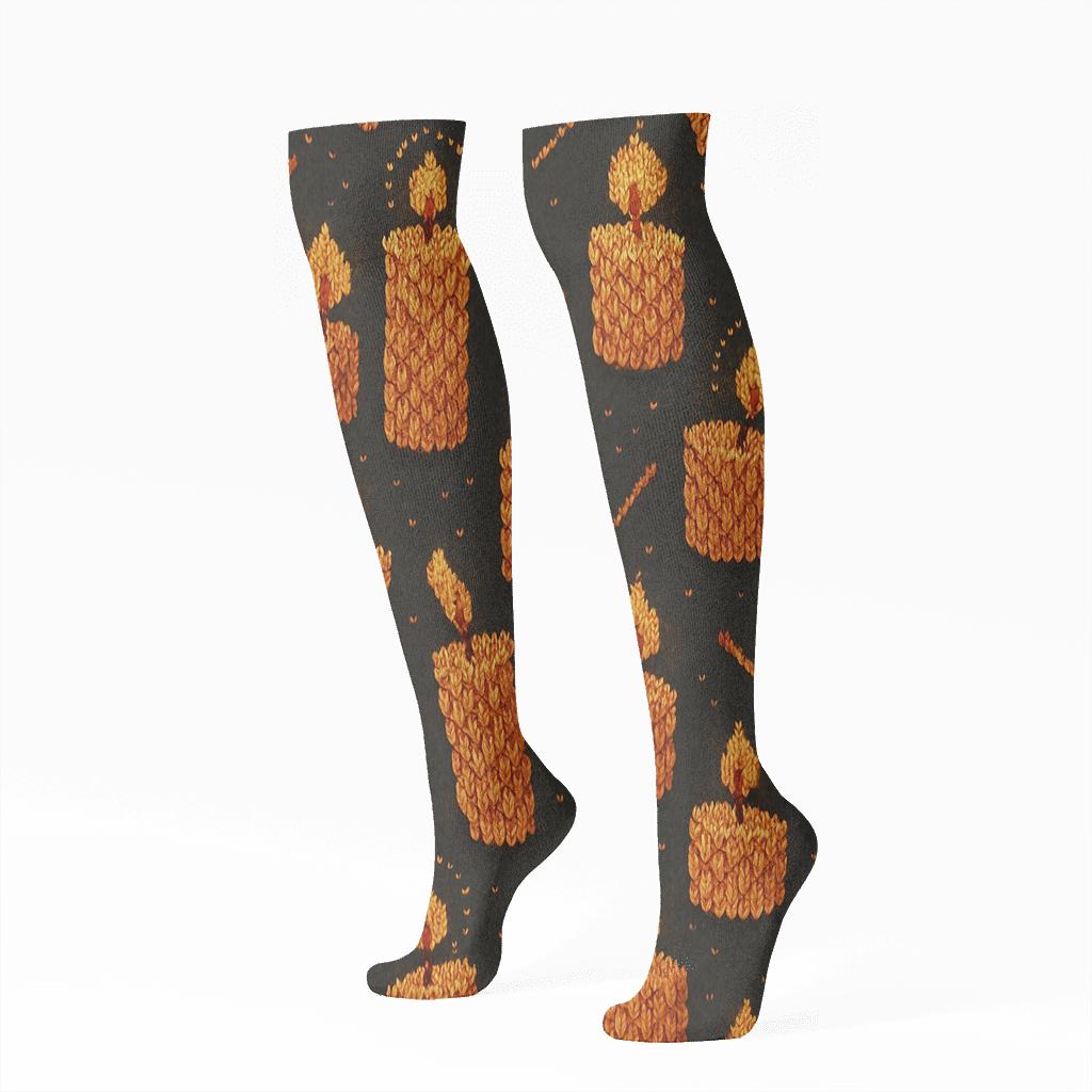 Knitted Hearth Candle Lattice stylish athletic knee-high socks