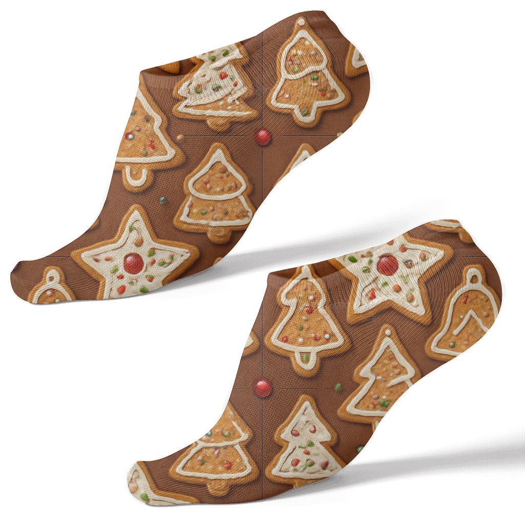 Gingerbread Tiles In Christmas Quilt Repeat comfortable cotton ankle socks