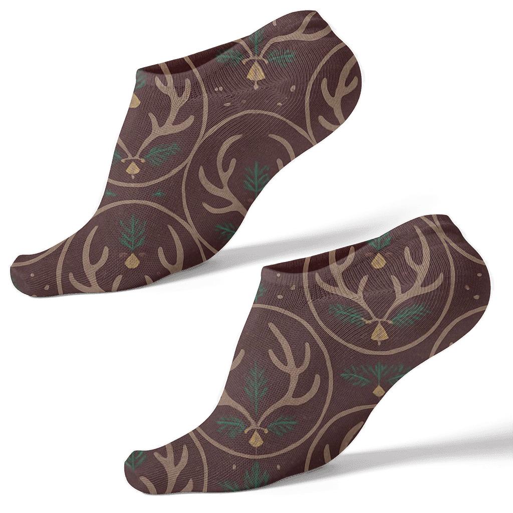 Holiday Reindeer Antler Medallion Repeat comfortable cotton ankle socks