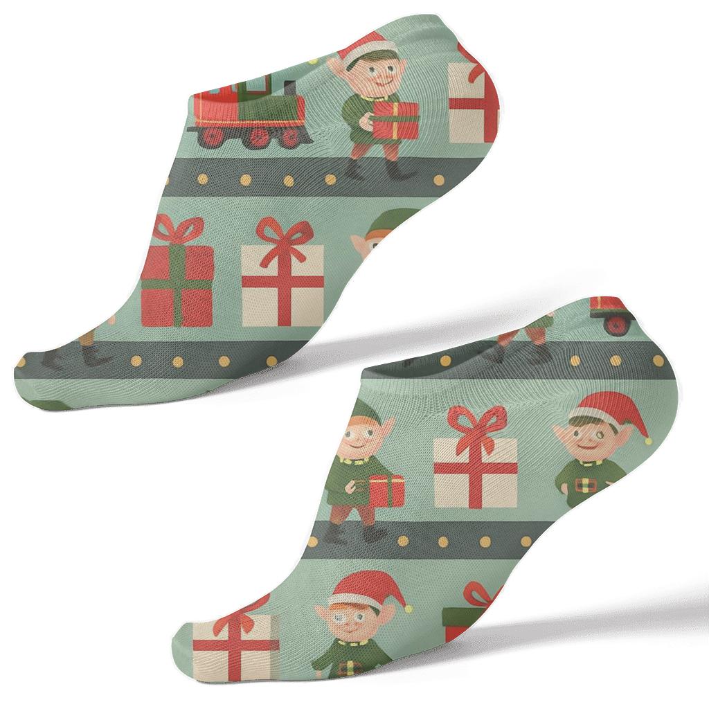 Elves With Christmas Workshop Conveyor Bands premium sports ankle socks