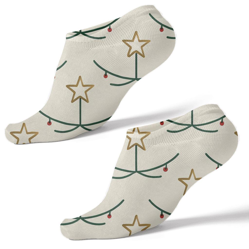 Minimalist Star Topper Grid Xmas Edition trendy patterned ankle socks