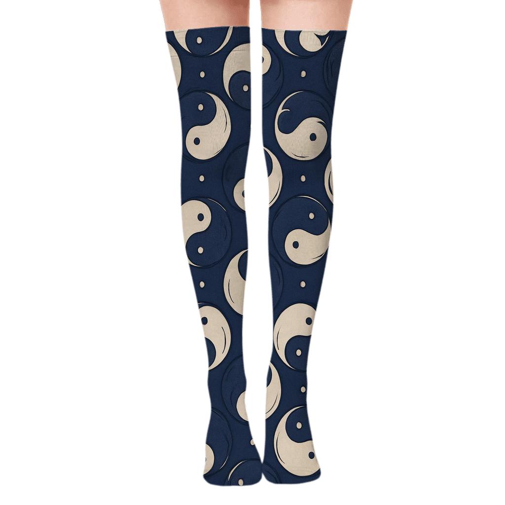 Indigo Koi Duality Ring Tessellation stylish fashion over-the-knee socks