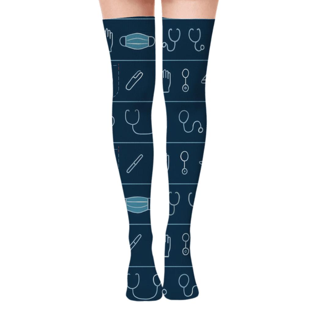 Scrub Pocket Stripes With Surgeon Icons custom over-the-knee socks