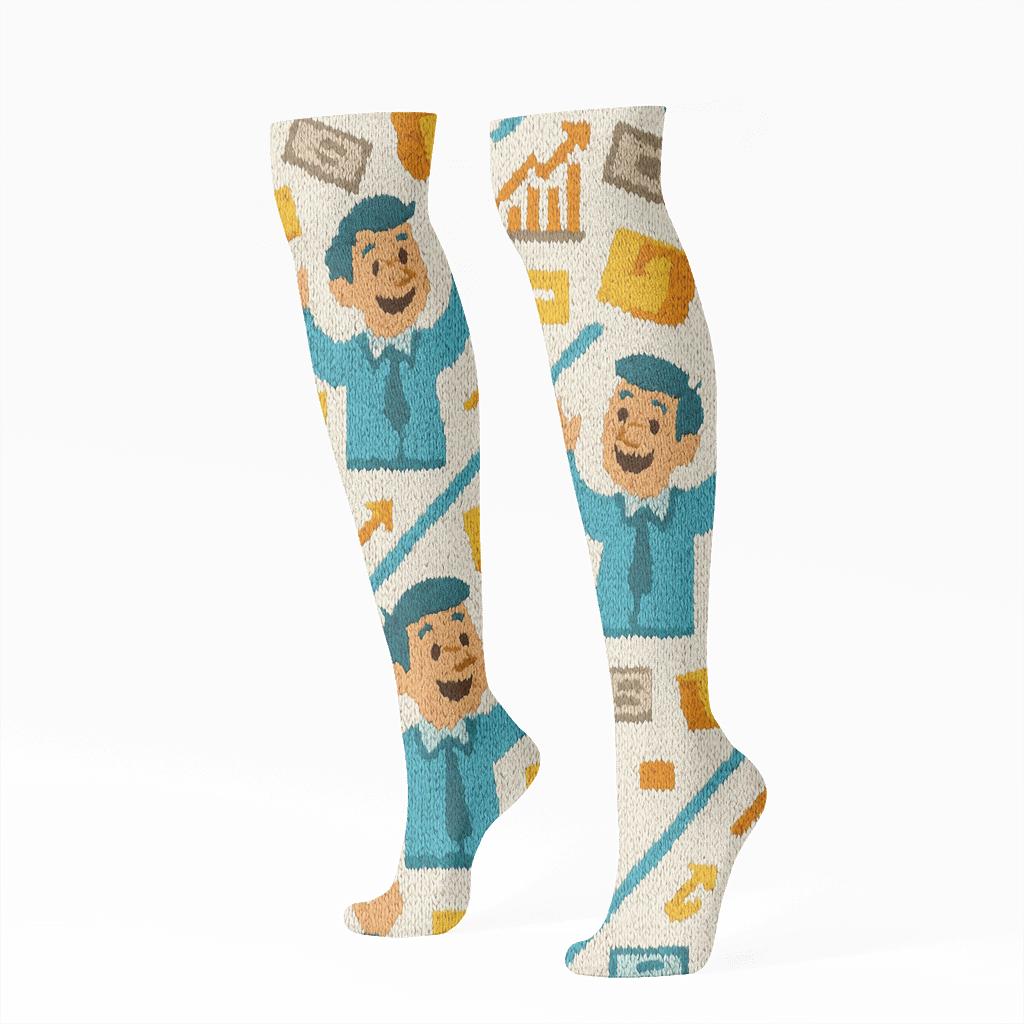 Knitted Pattern Illusion Salesperson Deal Toss soft everyday knee-high socks