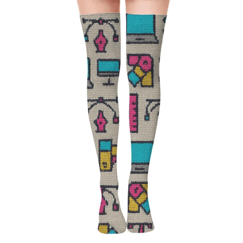 Knitted Illusion Graphic Designer Toolkit Tiling designer print over-the-knee socks