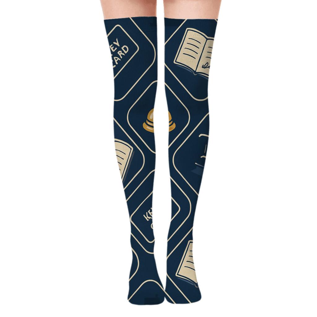 Lobby Key Card Lattice, Hotel Receptionist Edition premium cozy over-the-knee socks
