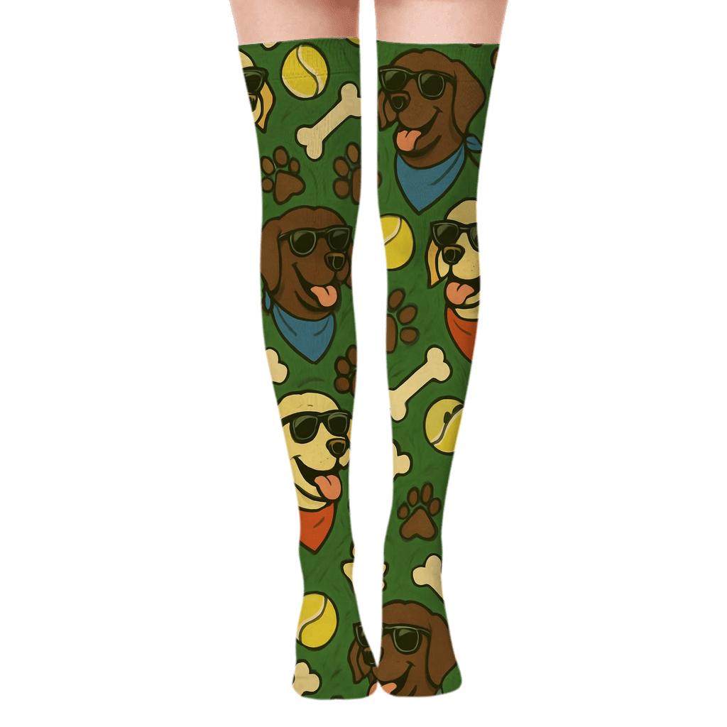 Tennis Ball Carnival With Labrador Retriever Tiles personalized over-the-knee socks