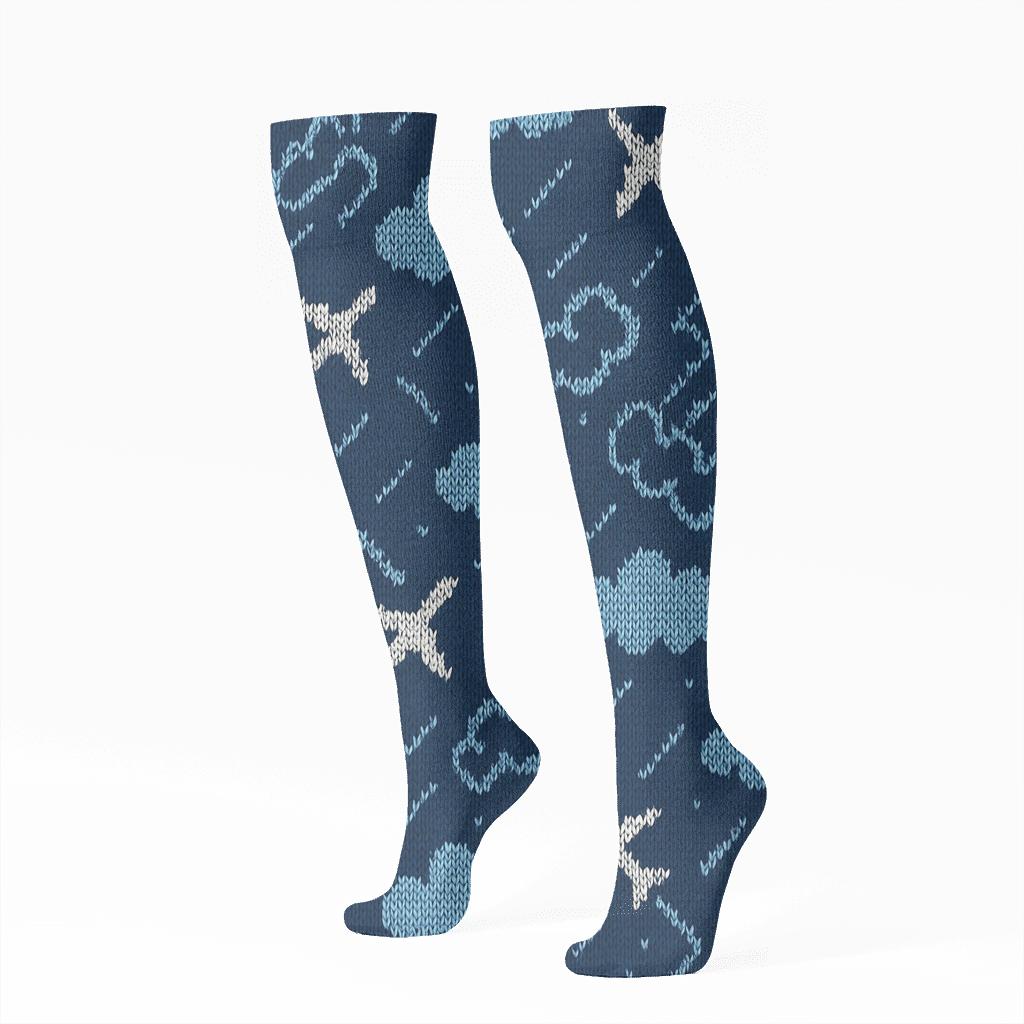 Knit Illusion Airplane Cable Repeat comfortable cotton knee-high socks