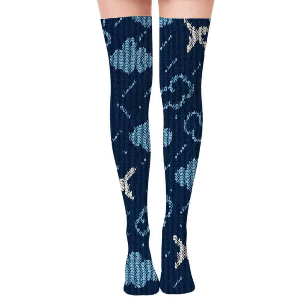 Knit Illusion Airplane Cable Repeat premium cozy over-the-knee socks