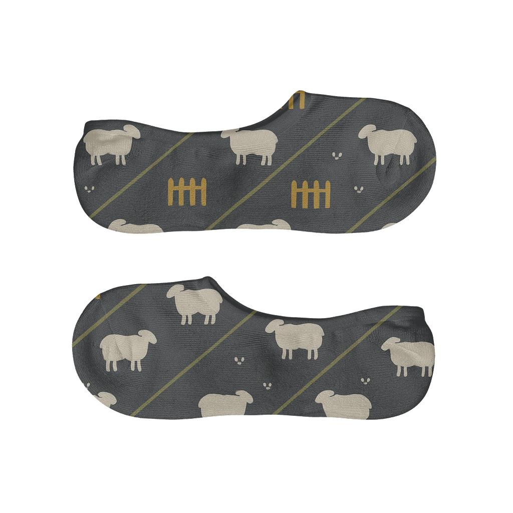 Pasture Parade With Sheep Silhouettes comfortable low-cut socks