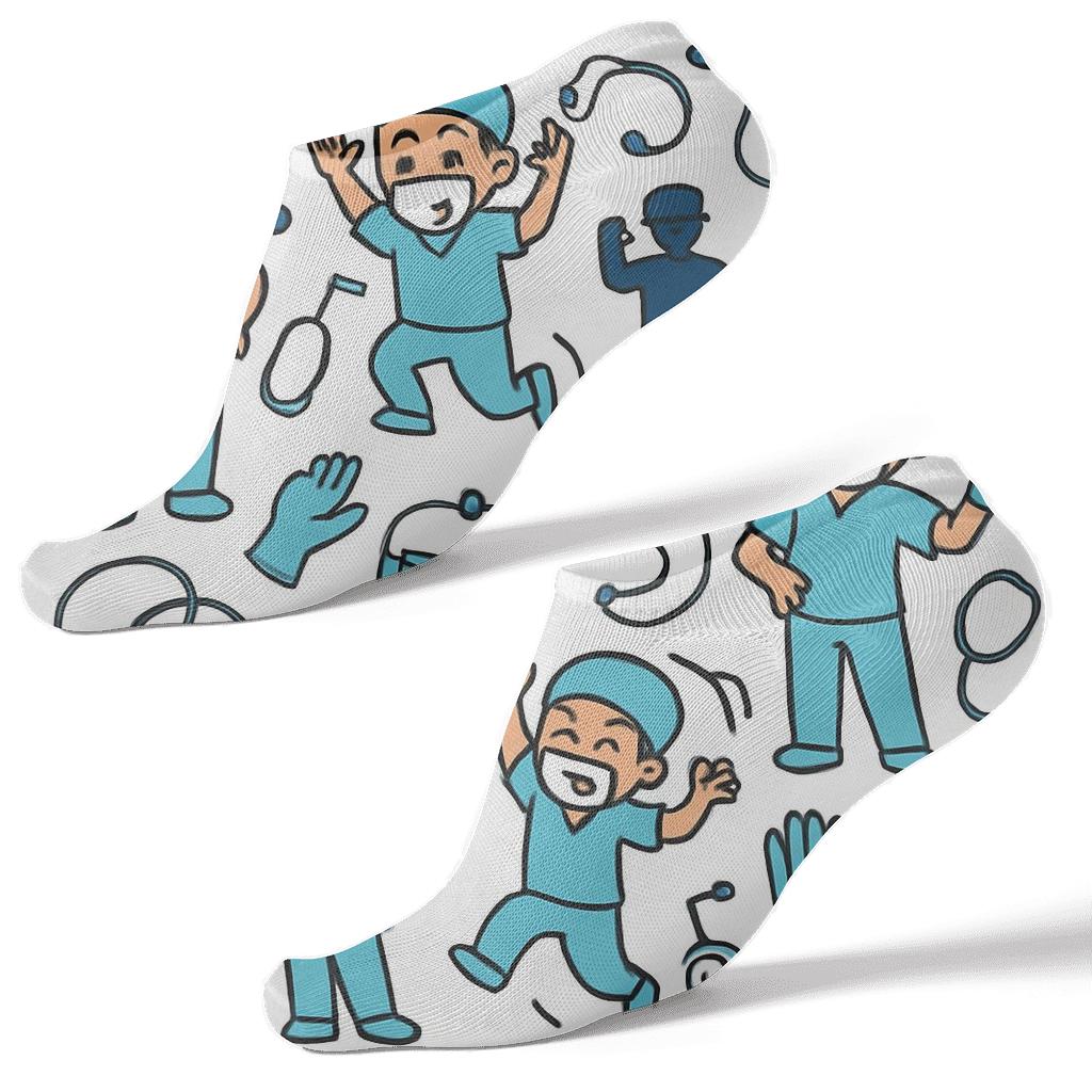 Operating Room Confetti With Surgeon Silhouettes personalized ankle socks