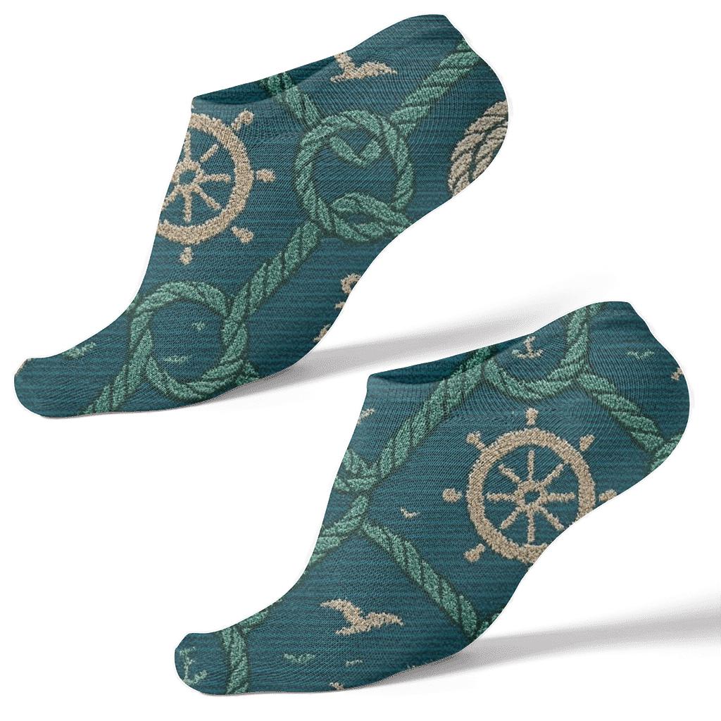 Tideknit Ship Captain Wheel And Rope Tessellation comfortable cotton ankle socks