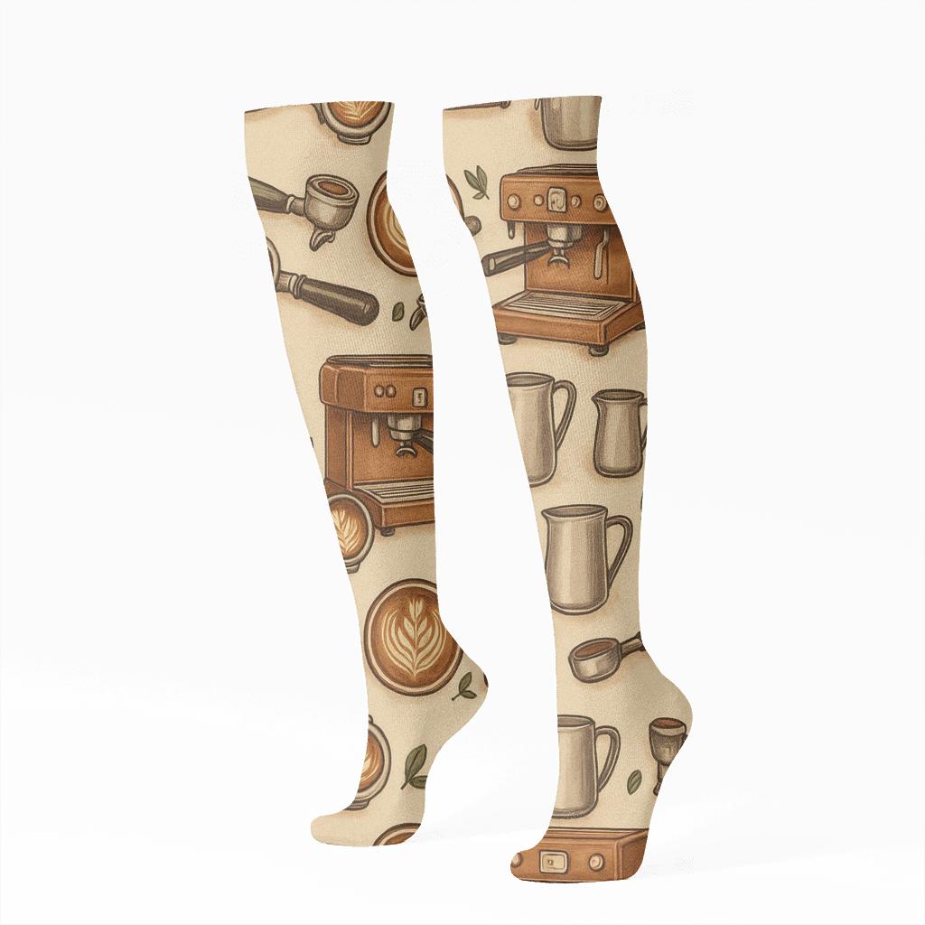 Coffeehouse Collage Barista Rhythm Bands custom knee-high socks