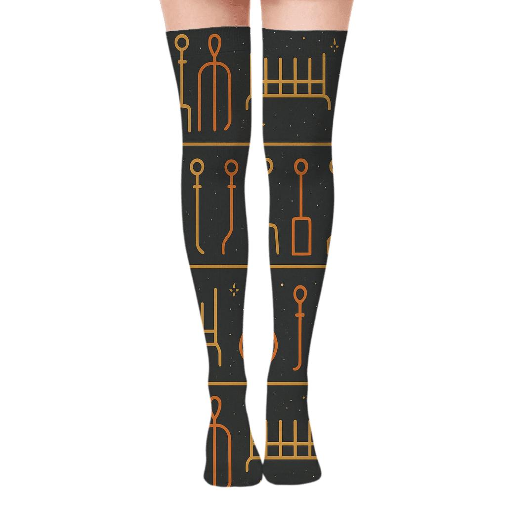 Hearth Tool Bands With Fireplace Rhythm personalized over-the-knee socks