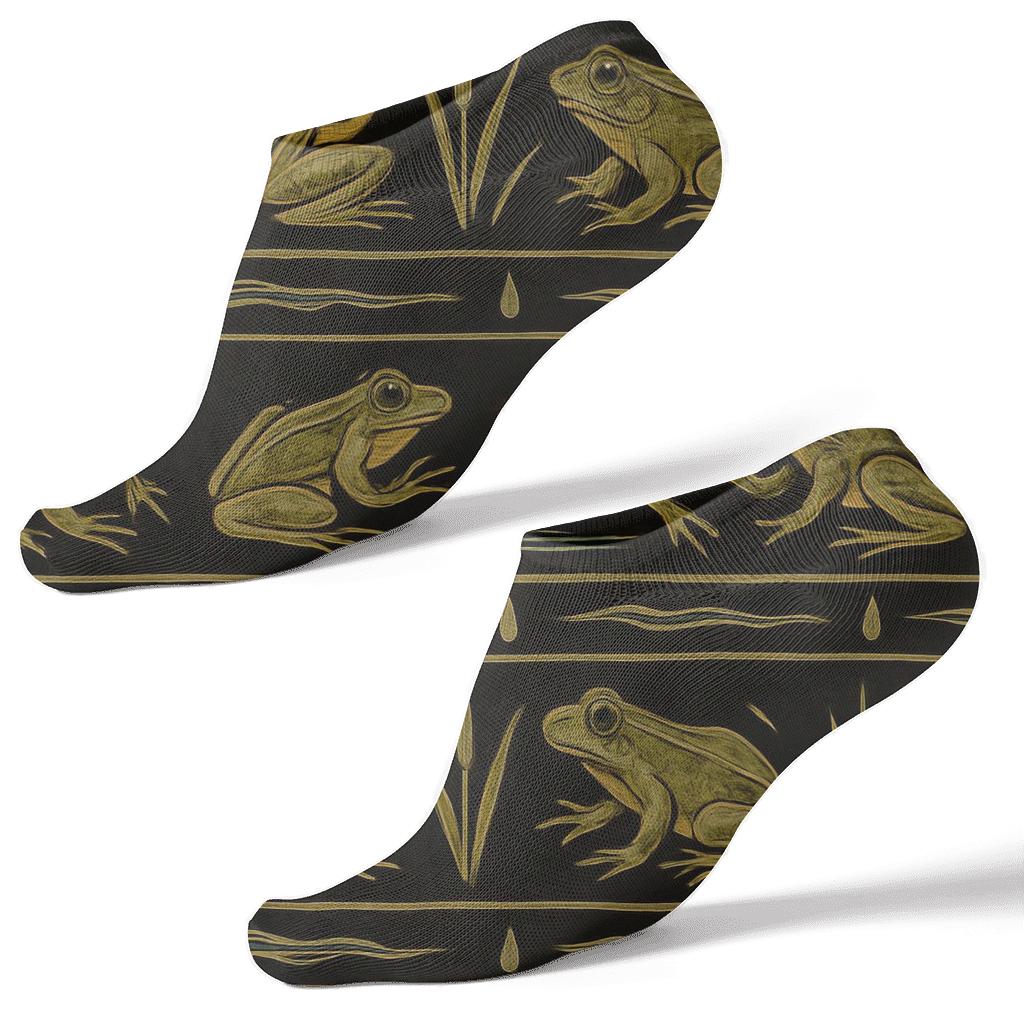 Vintage Reed Bands With Frog Studies designer print ankle socks