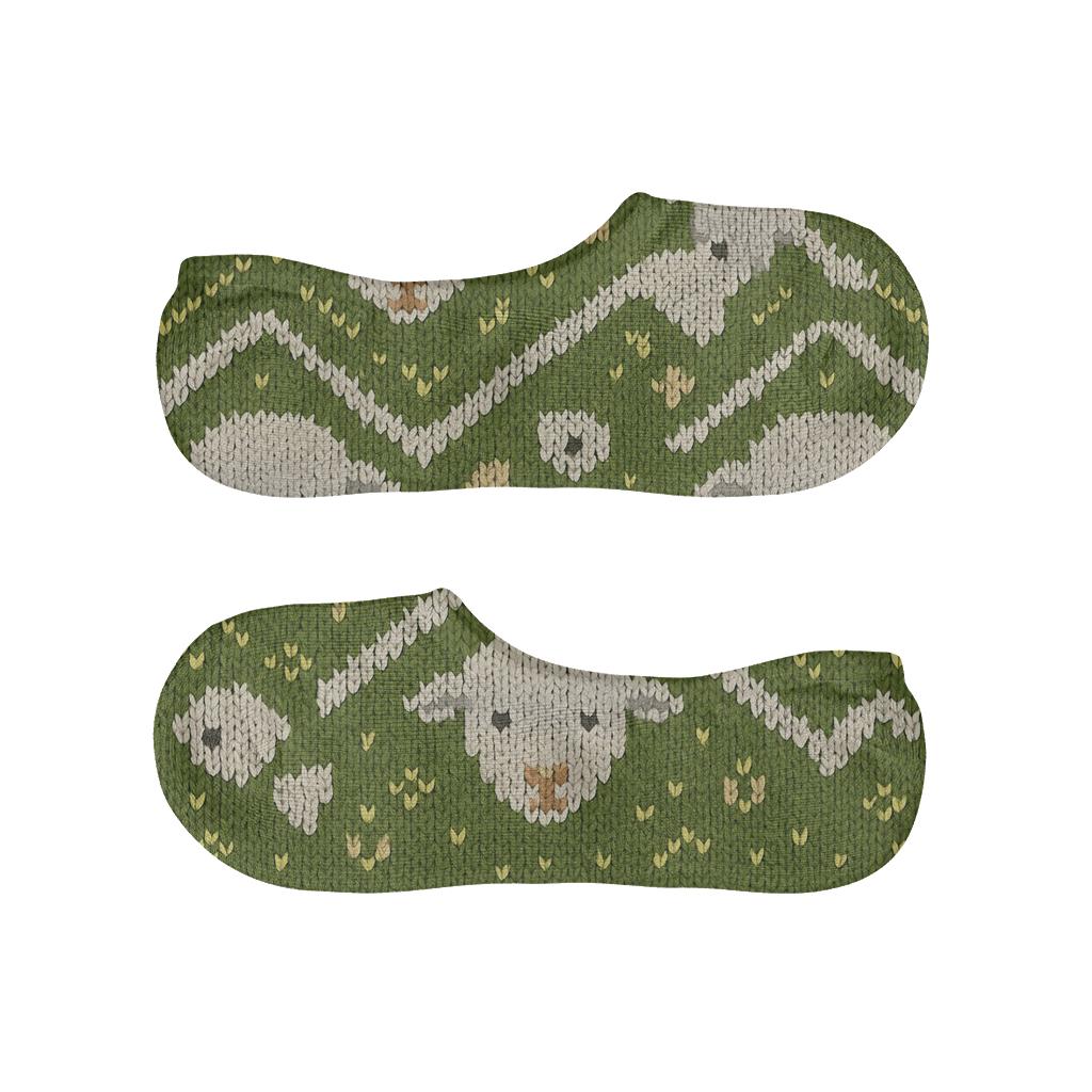 Knitted Hillside Rhythm Sheep Pattern custom no-show socks