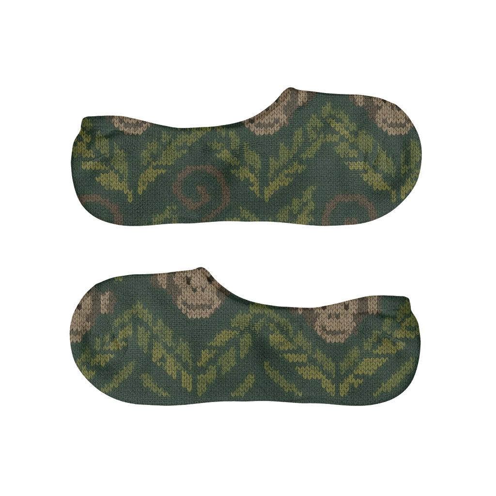 Knitted Illusion Monkey Vine Chevron low cut no-show socks
