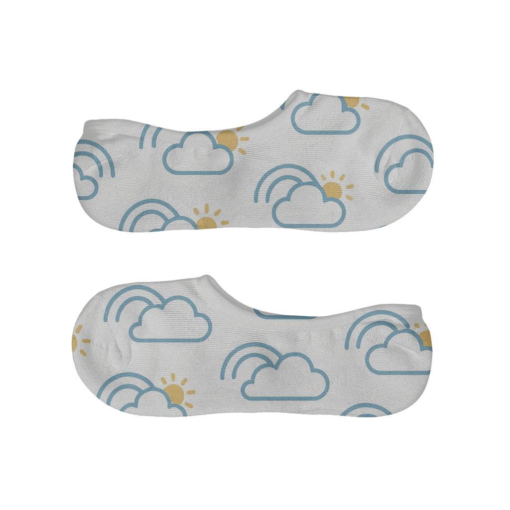 Rainbows Over Clouds In Minimalist Grid breathable seamless no-show sockscustom no-show socks