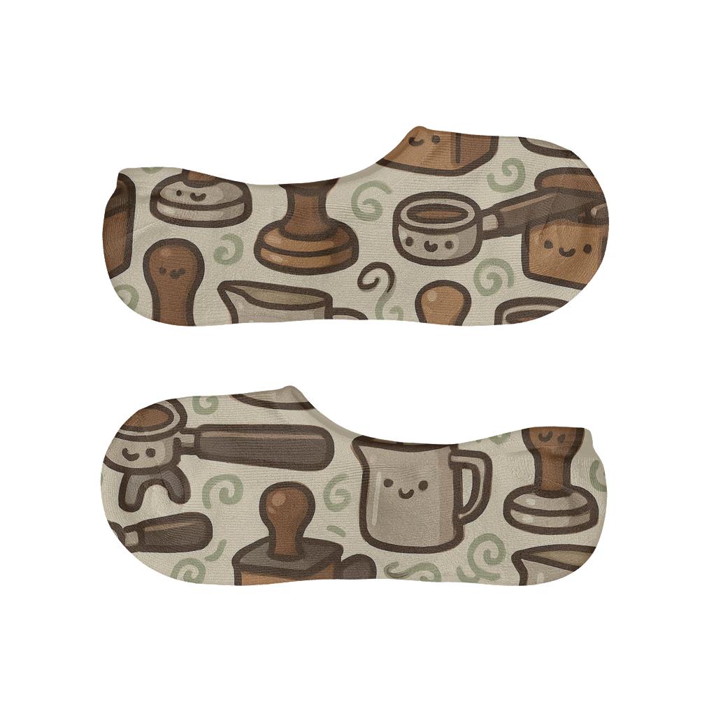 Cafe Tool Parade Barista Pattern breathable seamless no-show sockscustom no-show socks