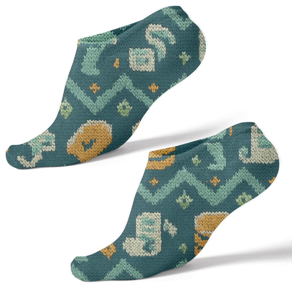 Cashier Coin Chevron On Deep Teal unique graphic ankle socks