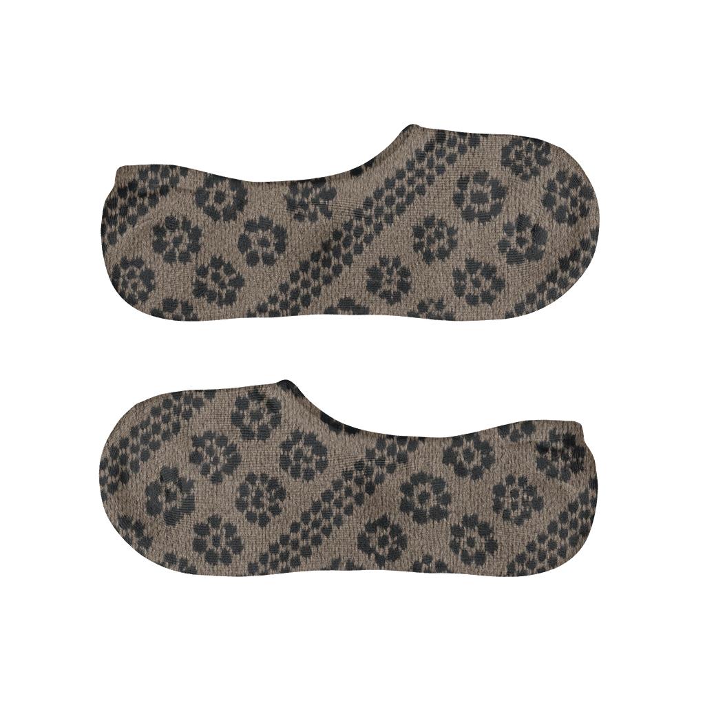 Charcoal Knit Illusion Micro Spot Lattice On Warm Taupe personalized no-show socks