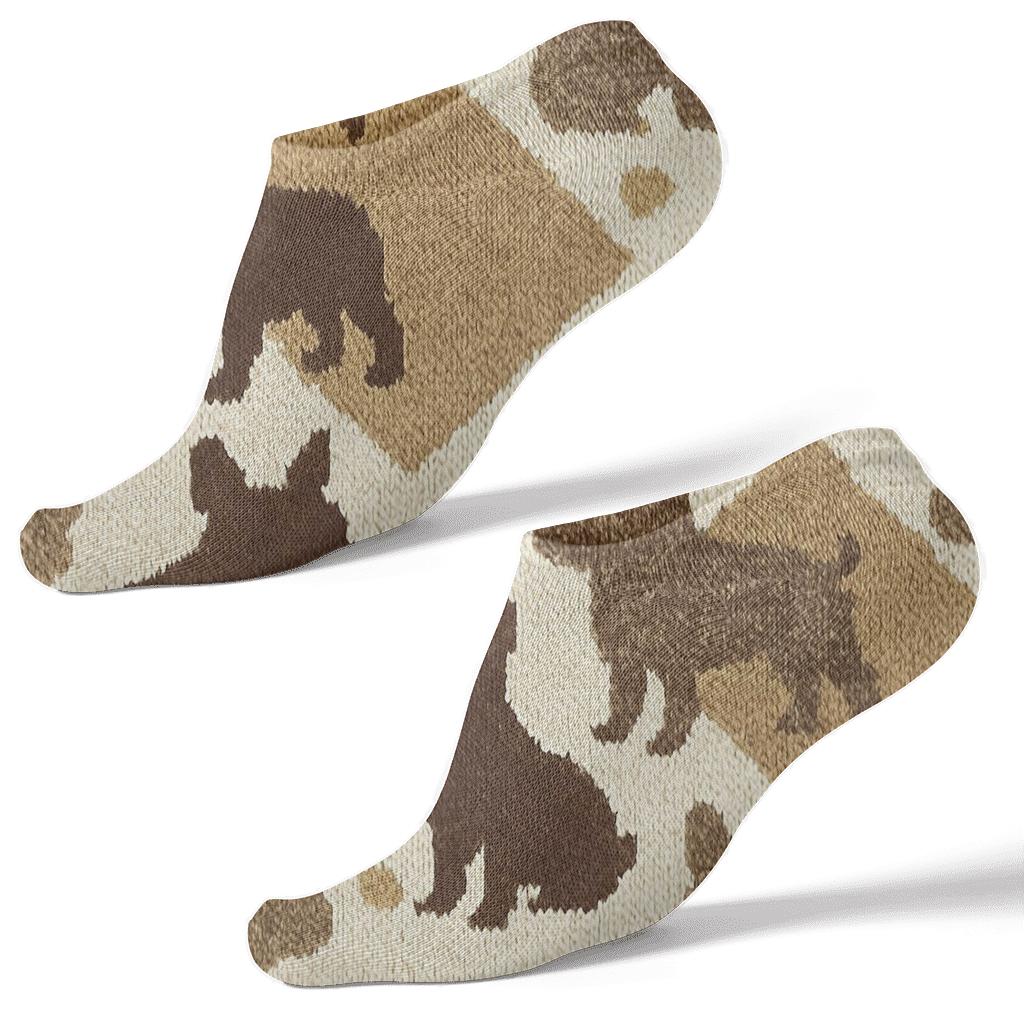 Knitted French Bulldog Cozy Quilt Tiles unique graphic ankle socks
