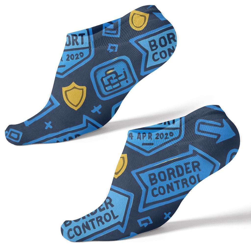 Passport Stamp Chevron With Customs Officer Detail personalized ankle socks