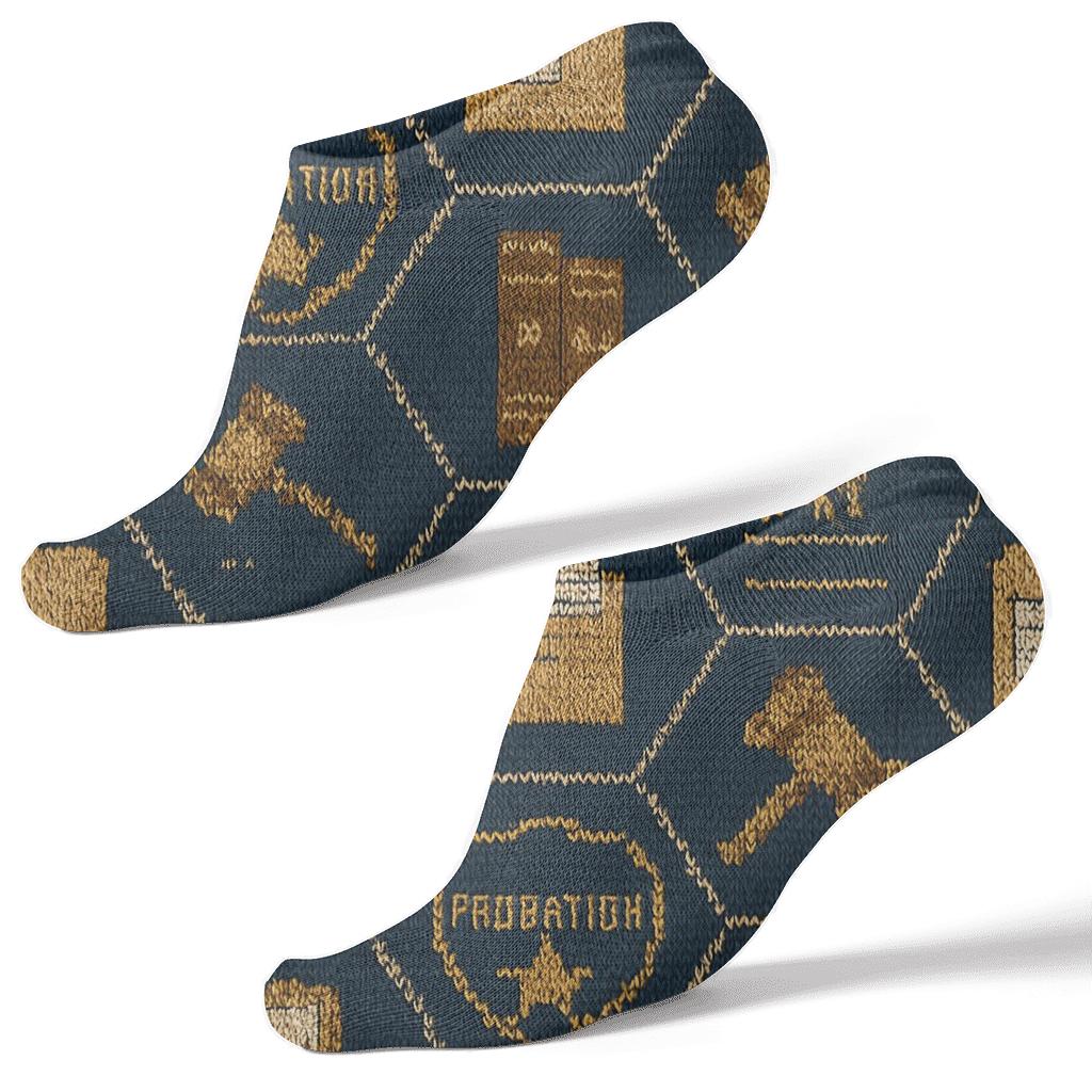 Probation Officer Badge Lattice On Navy Ground soft everyday ankle socks