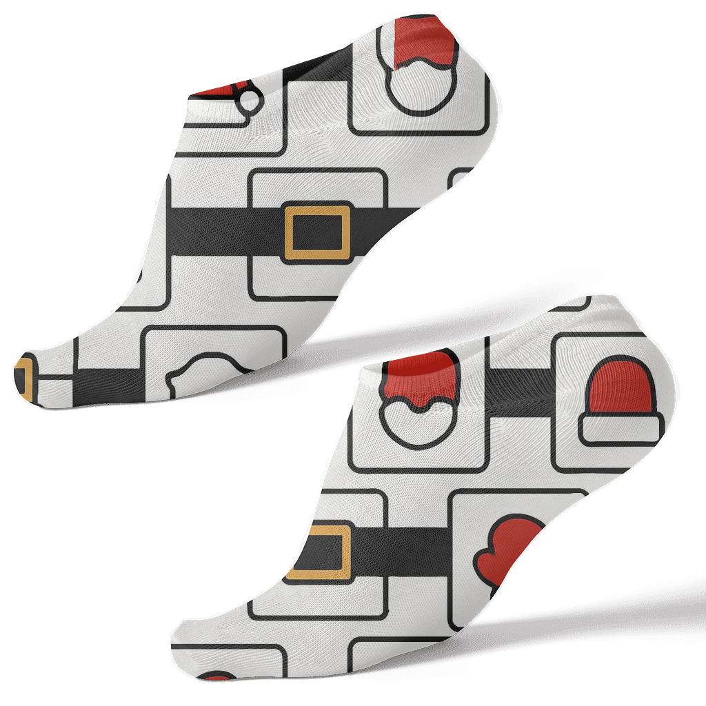 Belt And Buckle Border With Santa Icons personalized ankle socks