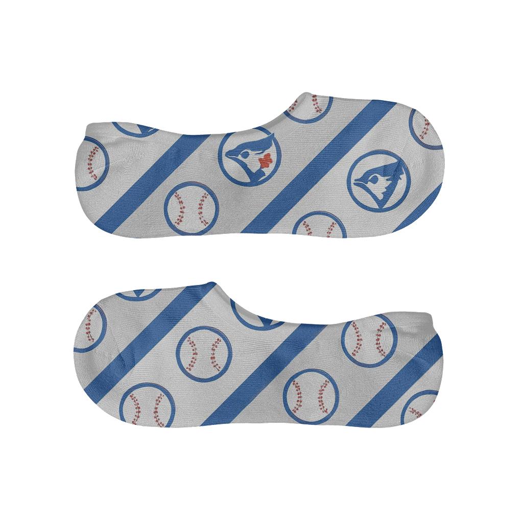 Geometric Infield Stripes With Blue Jays custom no-show socks