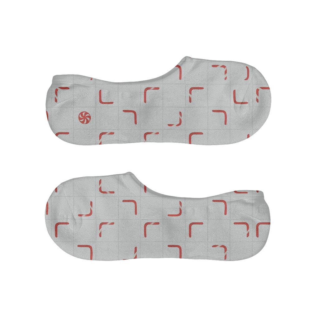 Minimal Grid With Candy Canes Accent Corners comfortable low-cut socks
