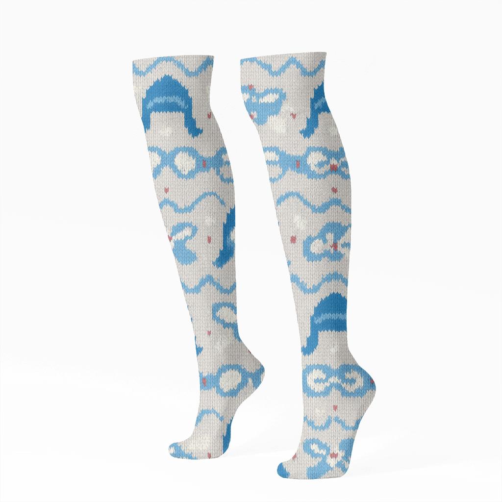 Cloud Weave Pilot Pattern Illusion custom knee-high socks