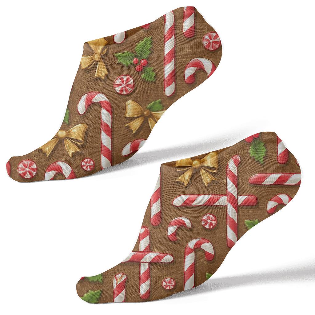 Peppermint Weave With Candy Canes soft everyday ankle socks