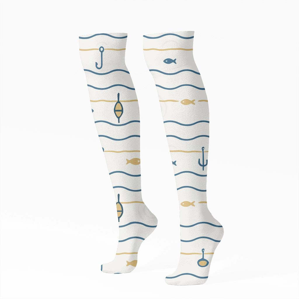 Riverline Fisher Pattern Bands unique graphic knee-high socks