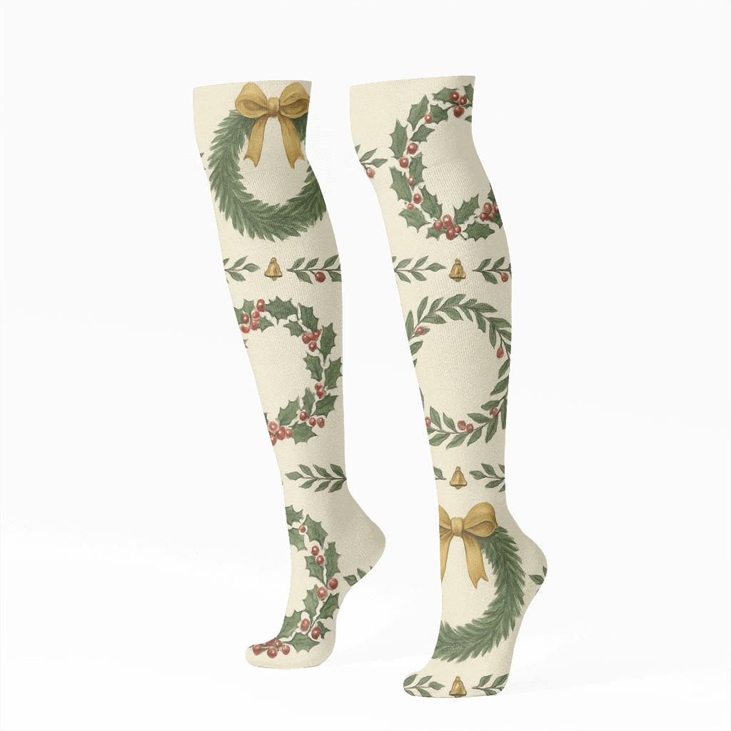 Vintage Poster Wreath Garland Bands stylish athletic knee-high socks
