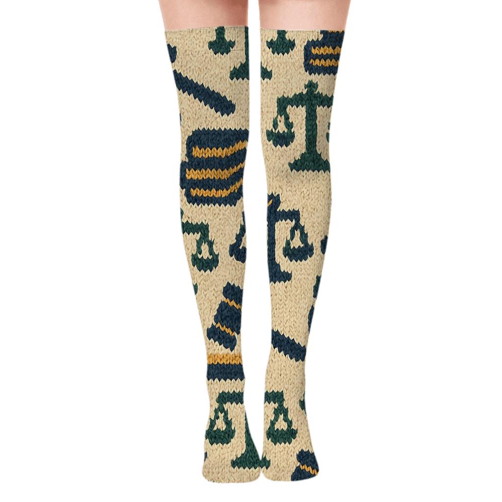 Courtroom Knit Illusion Pattern, Lawyer Edition soft everyday over-the-knee socks