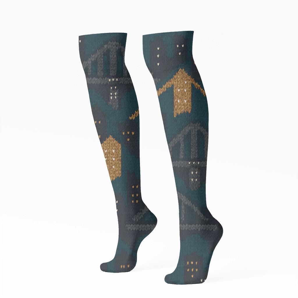 Architect-Crafted Skyline Knit Tessellation stylish athletic knee-high socks