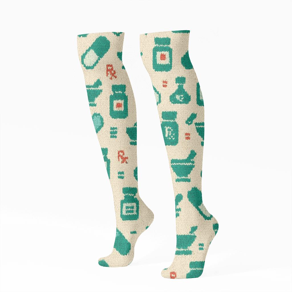 Capsule Lattice In Pharmacist Style stylish athletic knee-high socks