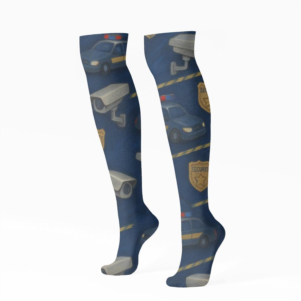 Night Patrol Tiling For Security Guard comfortable cotton knee-high socks