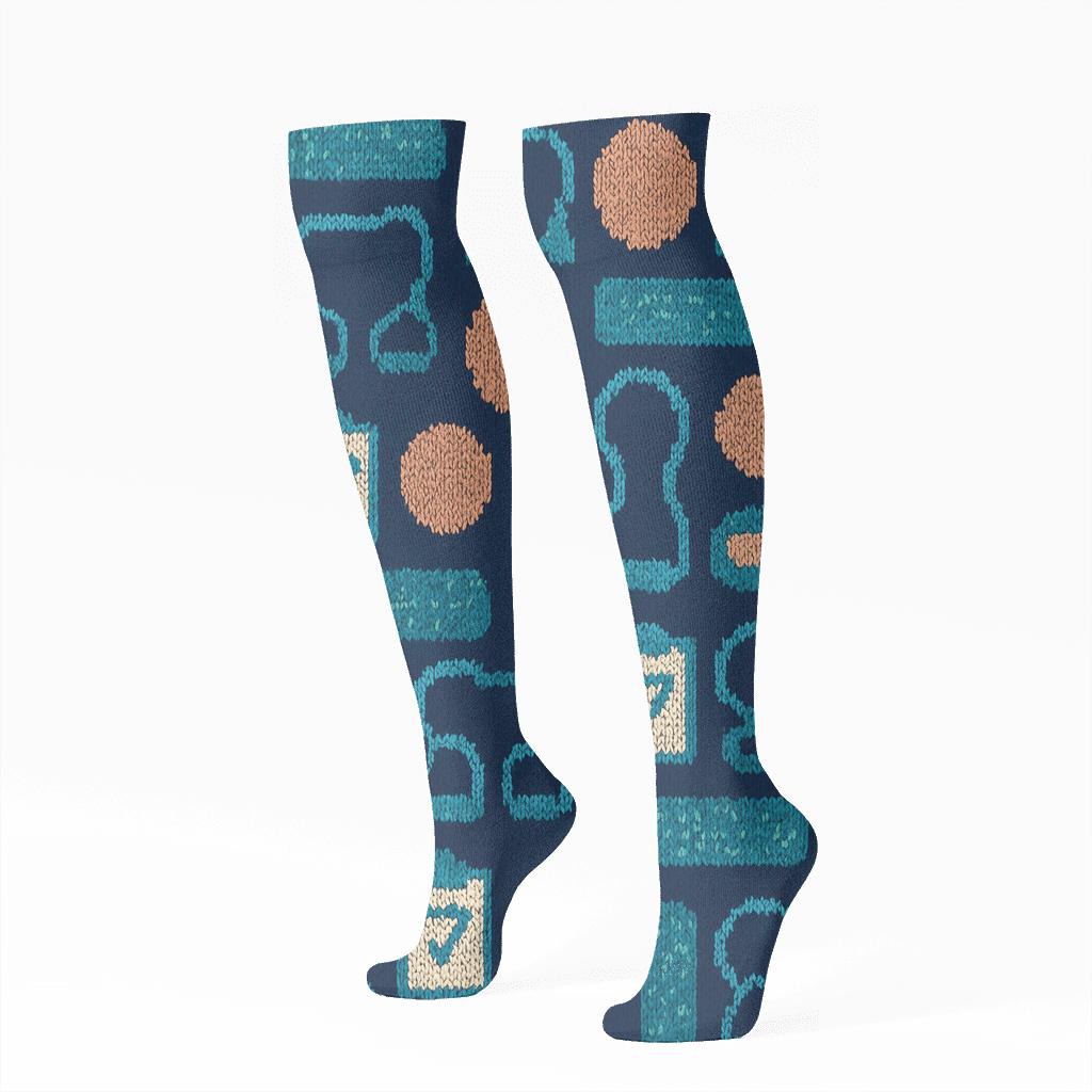 Knitted Rhythm Physical Therapist Tool Tiles soft everyday knee-high socks