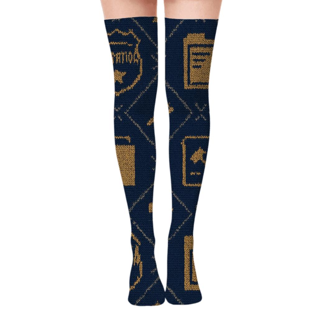 Knitted Lattice Probation Officer Badge Repeat personalized over-the-knee socks