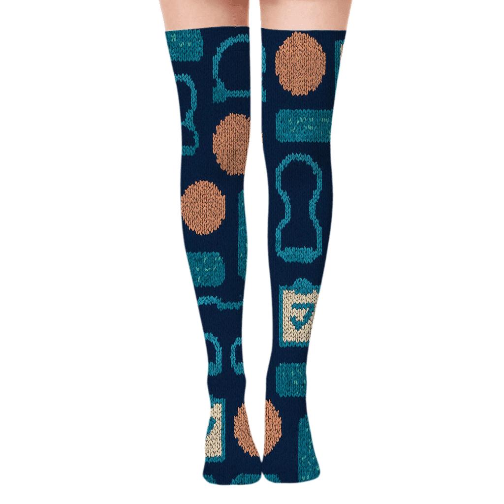 Knitted Rhythm Physical Therapist Tool Tiles soft everyday over-the-knee socks