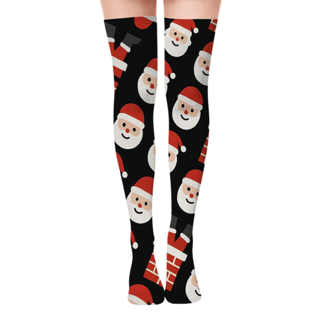 Santa-Stamped Chimney Tiling personalized over-the-knee socks