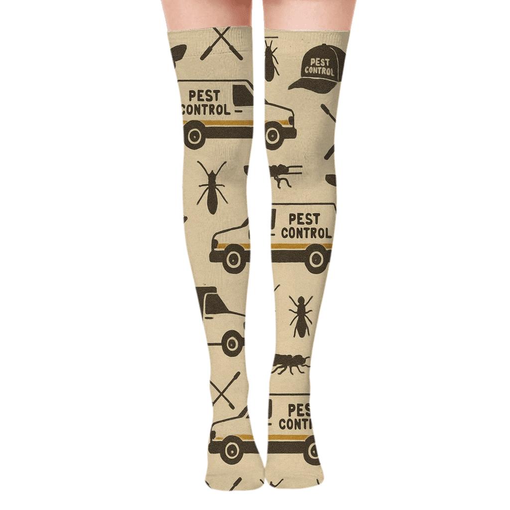 Service Van Repeat For Pest Control Technician Pattern designer print over-the-knee socks