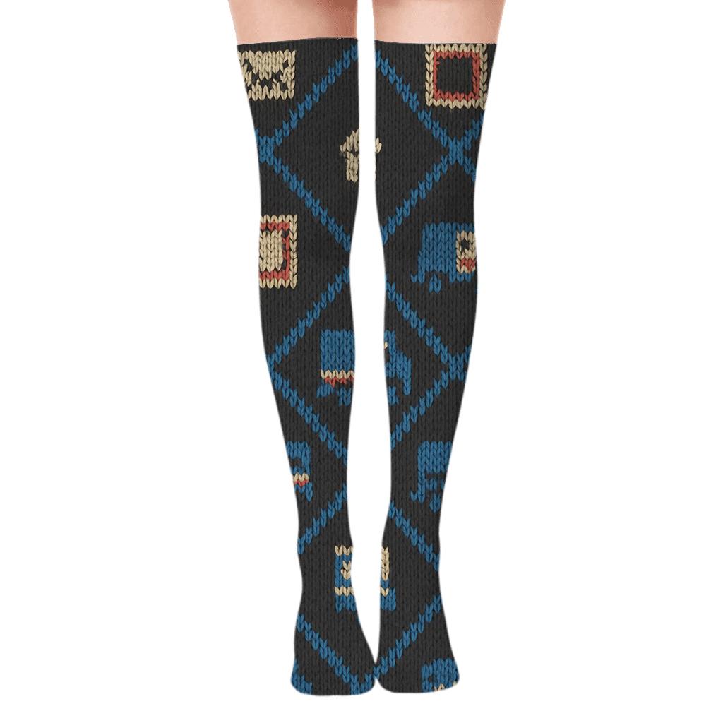 Mail Carrier Knit Illusion Lattice unique graphic over-the-knee socks