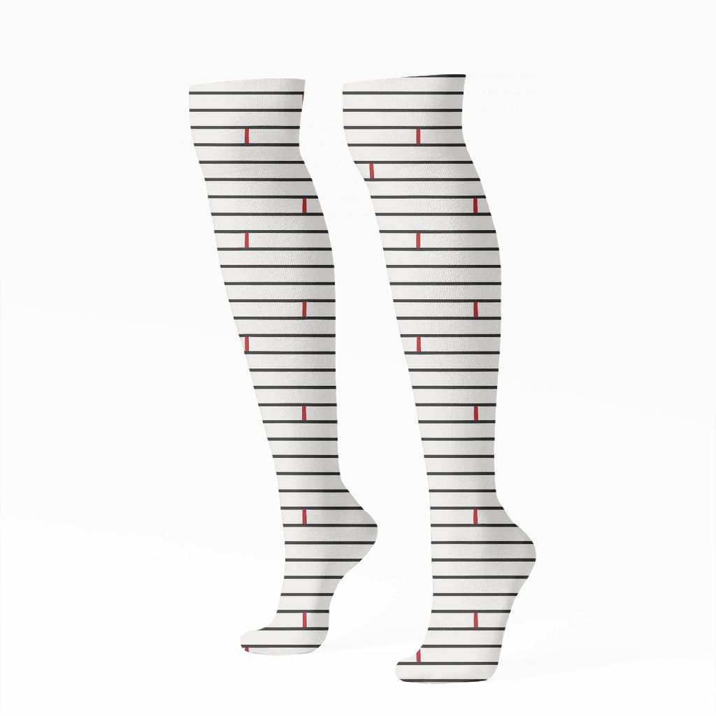 Quasar Pulse Stripes designer print knee-high socks