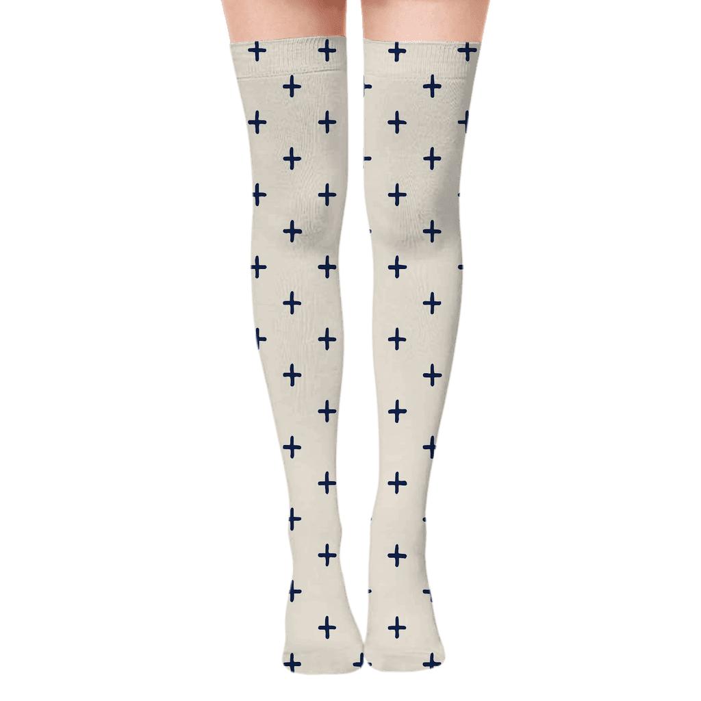 Binary Star Crossgrid stylish fashion over-the-knee socks