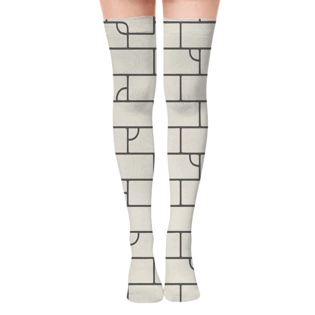 Lunar Phase Bricks stylish fashion over-the-knee socks