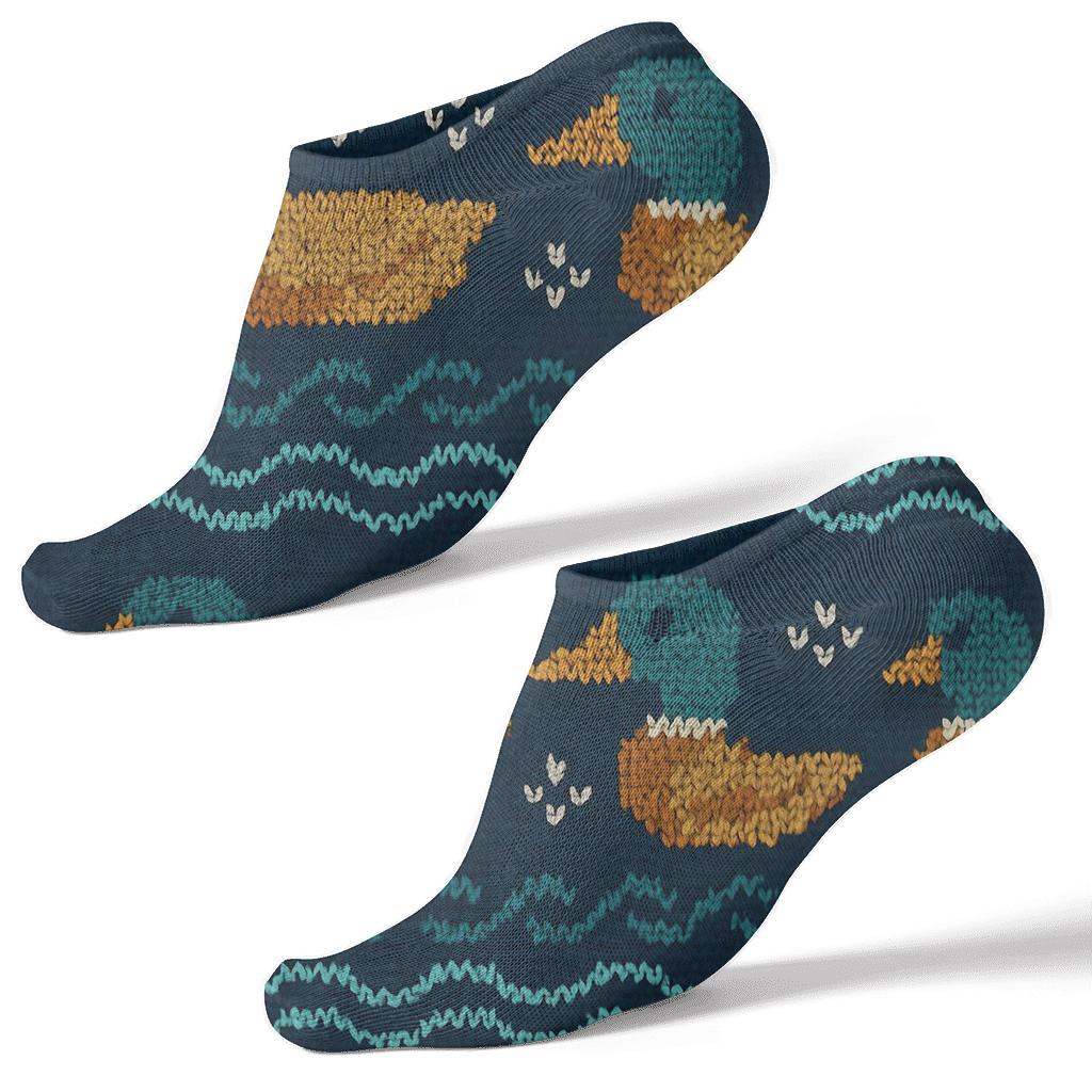Knitted Illusion Pond Bands With Duck Motifs unique graphic ankle socks